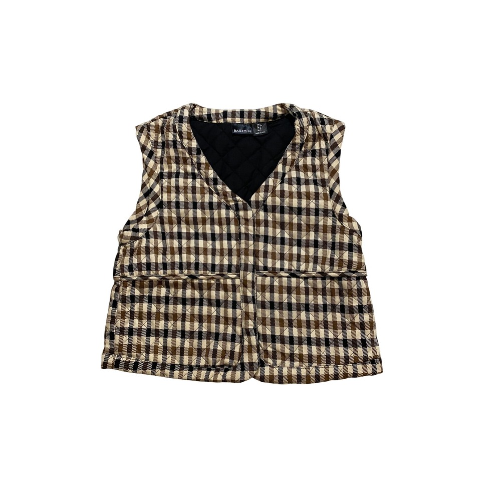 BAILEY 44 Quilted Plaid Vest Women's Size S V-Neck Sleeveless Layering Piece